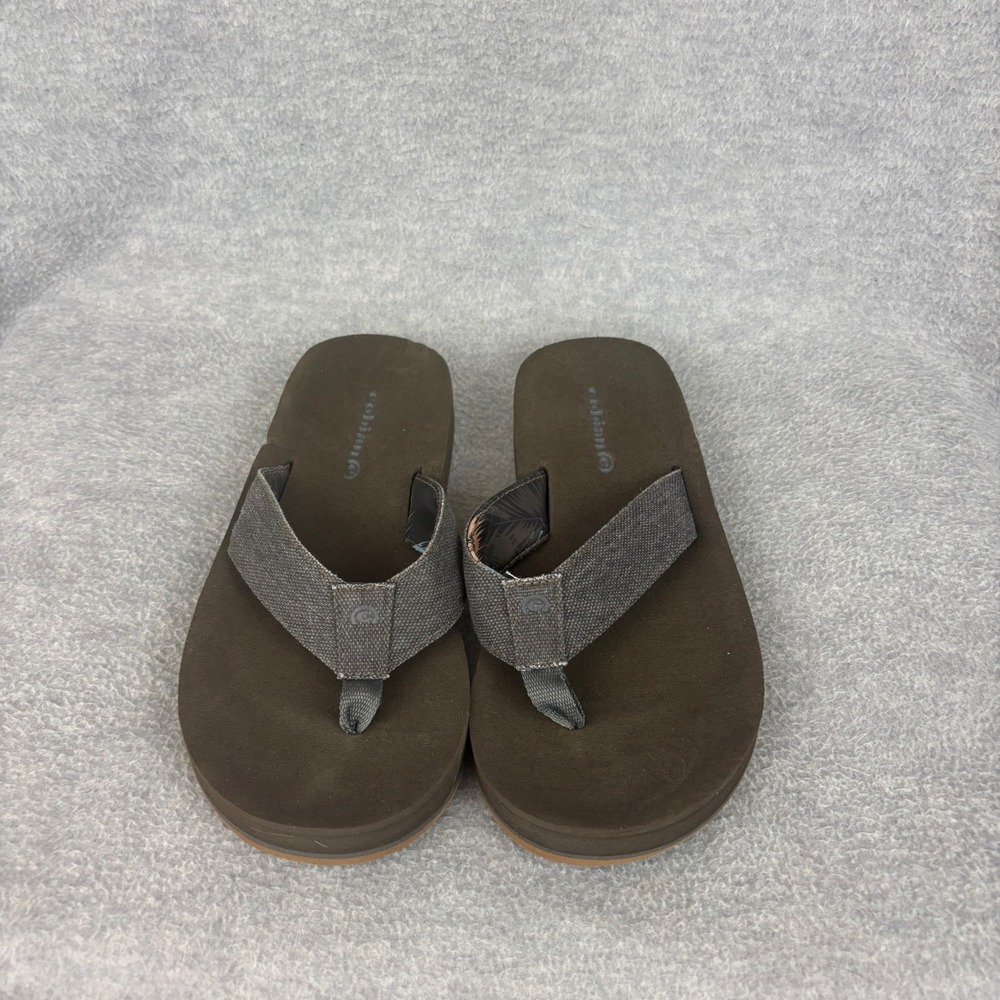 Cobian Flip Flops Mens 9 Brown Canvas Strap Thong Sandals Beach Casual